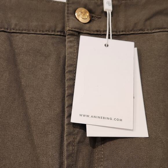 Anine Bing Briley high-rise wide leg twill green trousers size 31 - Picture 5 of 7